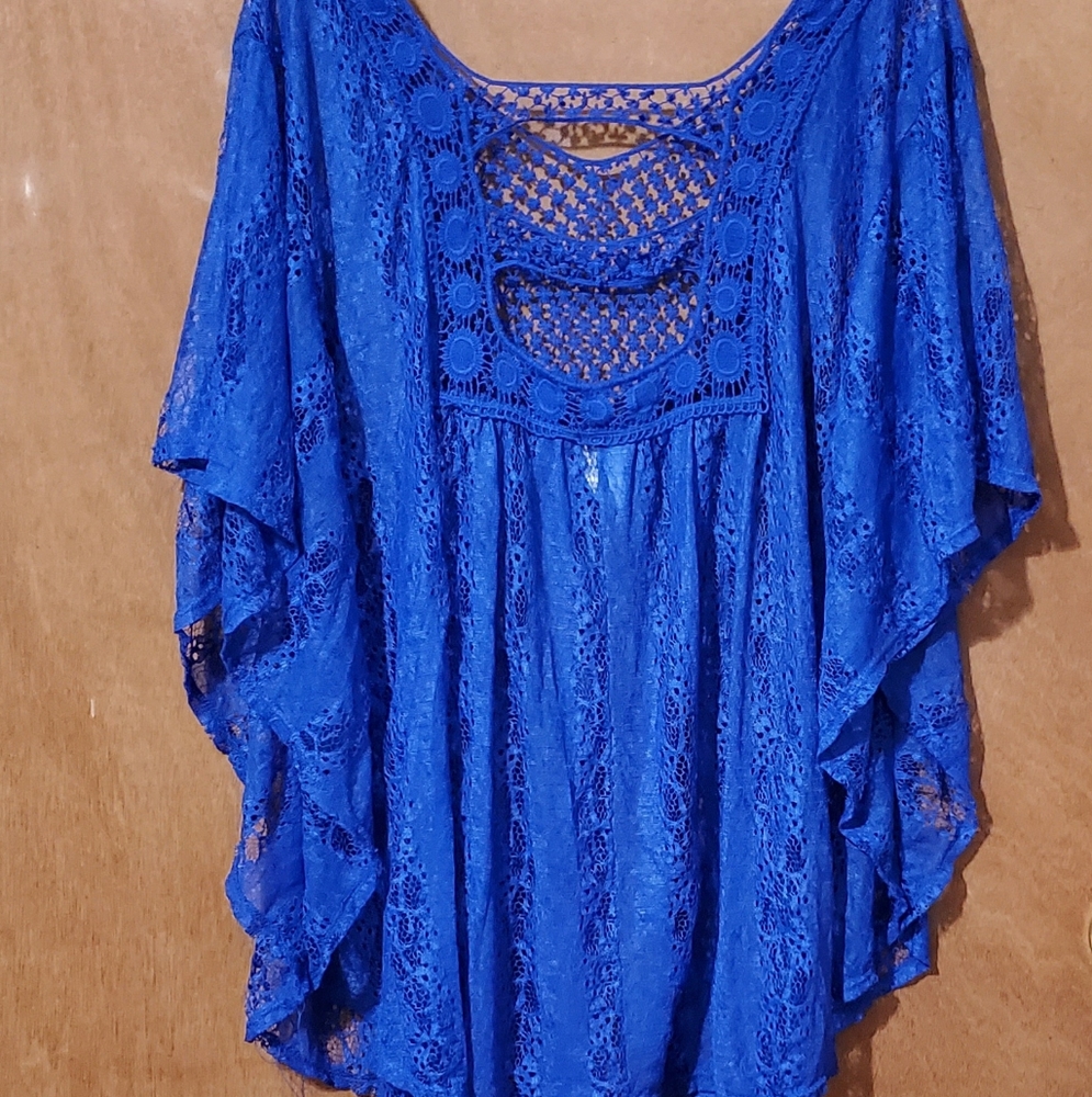 Evogues Blue Lace Top or Swim Cover-up Size 3X - Picture 2 of 7